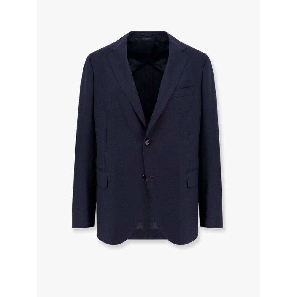 Lardini Men Wool Blazer With Iconic Brooch